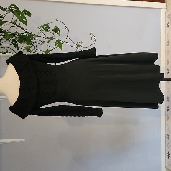 Black Gothic Corset Tie Off Shoulder Long Sleeve Sweater Dress S Whimsigoth - Picture 6 of 11